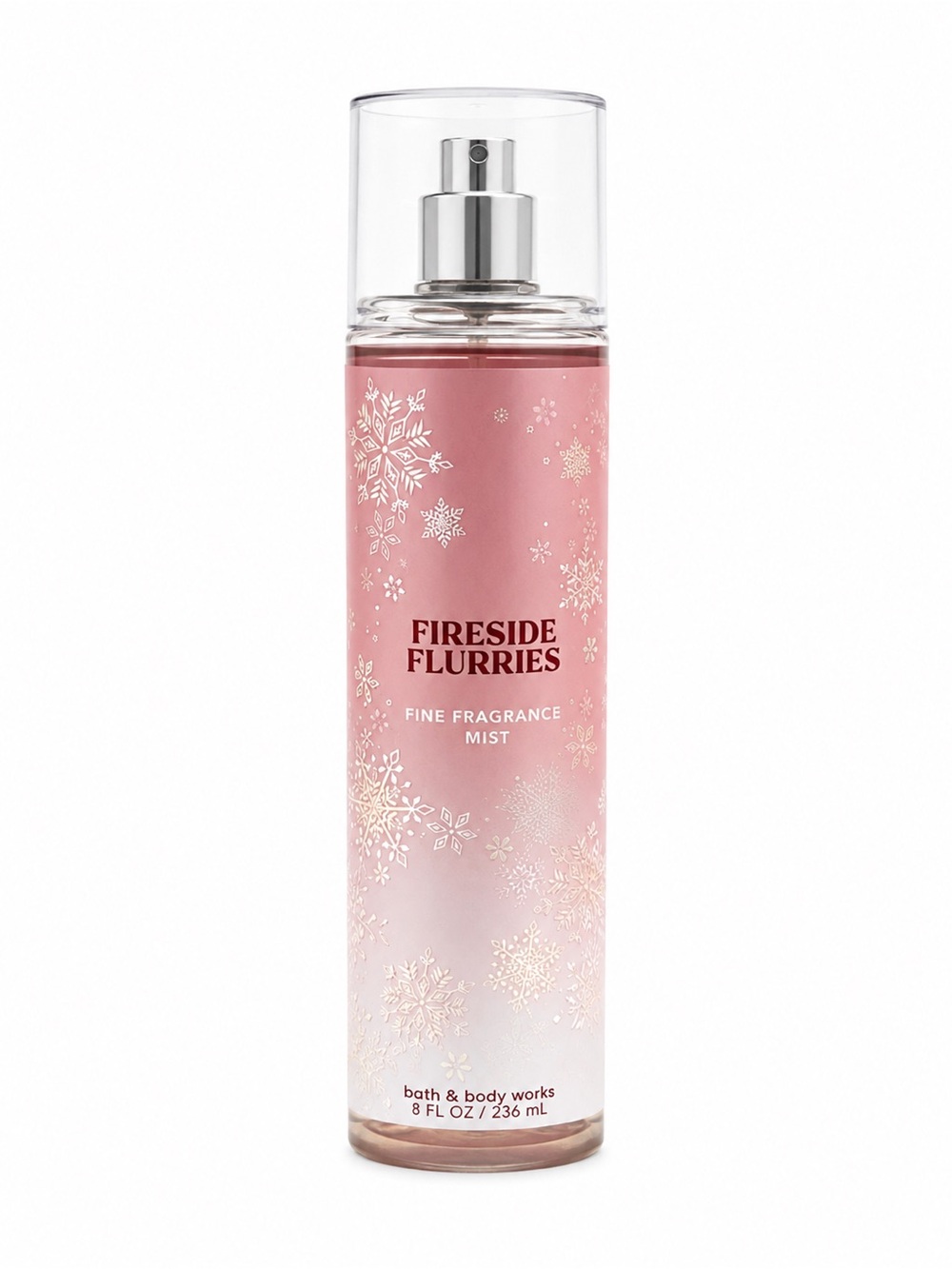 Bath & Body Works Fireside Flurries Fine Fragrance Mist - Rose Pink Bottle